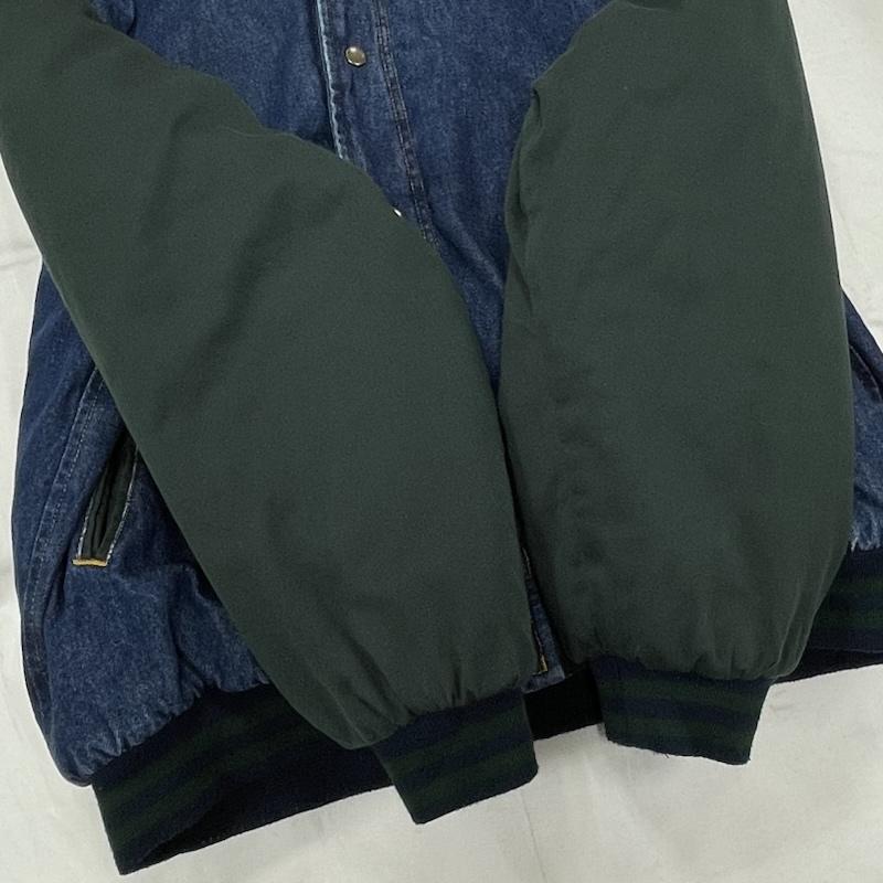 古着 USED ジャケット、上着 ジャンパー、ブルゾン CREST SIGNATURE COLLECTION スタジャン デニム ブルゾン ボンバー ジャケット L 無地 インディゴ / インディゴ / Indigo X 緑 / グリーン / green メンズ USED 古着 中古 50153981