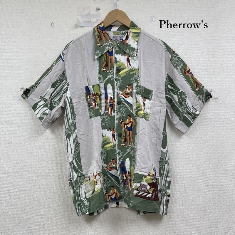 フェローズ Pherrow s シャツ、ブラウス 半袖 マヒマヒライダー レーヨン アロハシャツ ハワイアン シャツ L 緑 / グリーン / green メンズ USED 古着 中古 50154019