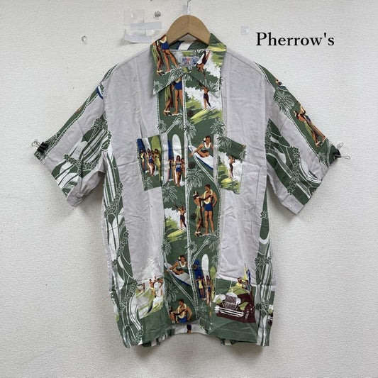 フェローズ Pherrow s シャツ、ブラウス 半袖 マヒマヒライダー レーヨン アロハシャツ ハワイアン シャツ L 緑 / グリーン / green メンズ USED 古着 中古 50154019