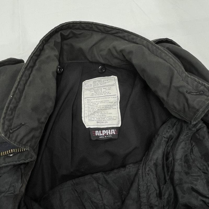 アルファ ALPHA ジャケット、上着 ジャンパー、ブルゾン USA製 M-65 フィールドジャケット ヴィンテージ キルティング ライナー 付き scovill ジップ L 無地 黒 / ブラック / black メンズ USED 古着 中古 50154092
