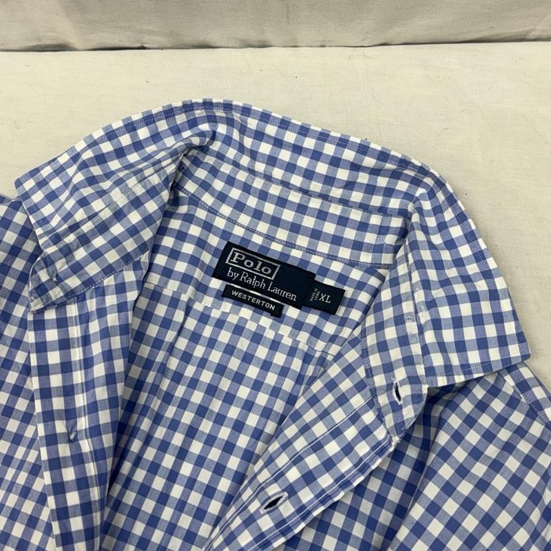 ポロバイラルフローレン Polo by RALPH LAUREN シャツ、ブラウス 長袖 WESTERTON ギンガムチェック ビッグサイズ 長袖 シャツ XL 白 / ホワイト / white X 水色 / ライトブルー / メンズ USED 古着 中古 50154104