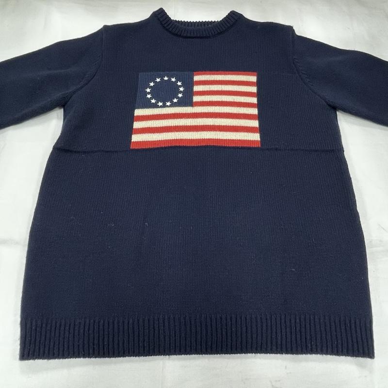 ラファイエット Lafayette ニット、セーター 長袖 アメリカ 国旗 クルーネック セーター ニット USA ウール M 刺繍 紺 / ネイビー / navy X 赤 / レッド / red X アイボリー / アイボリー / メンズ USED 古着 中古 50154113