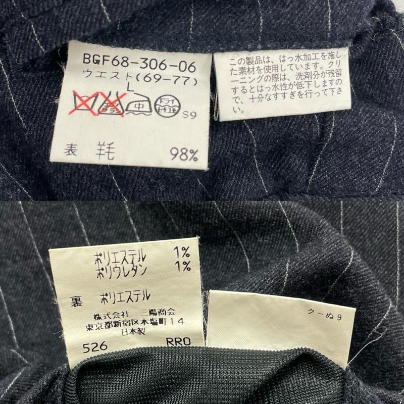 バーバリーズ BURBERRYS パンツ スラックス 90 s スラックス ウール パンツ 三陽商会 ゴルフ 日本製 ヴィンテージ ストライプ ジッパーフライ L ストライプ 紺 / ネイビー / navy X 白 / ホワイト / white レディース USED 古着 中古 50154128