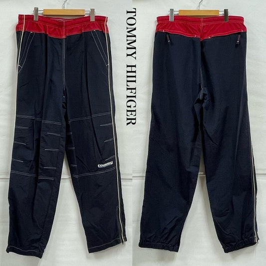 トミーヒルフィガー TOMMY HILFIGER ボトムス ボトムス ナイロン パンツ サイドファスナー 刺繍 ロゴ フラッグ L 無地 X ワンポイント X ロゴ、文字 X 刺繍 紺 / ネイビー / navy X 赤 / レッド / red メンズ USED 古着 中古 50154131