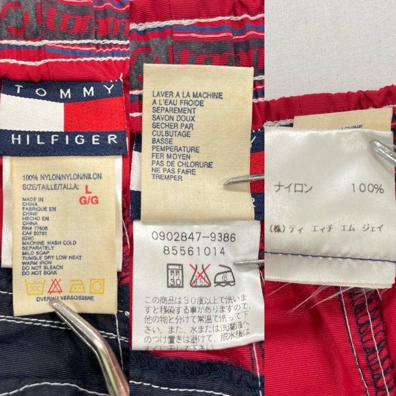トミーヒルフィガー TOMMY HILFIGER ボトムス ボトムス ナイロン パンツ サイドファスナー 刺繍 ロゴ フラッグ L 無地 X ワンポイント X ロゴ、文字 X 刺繍 紺 / ネイビー / navy X 赤 / レッド / red メンズ USED 古着 中古 50154131