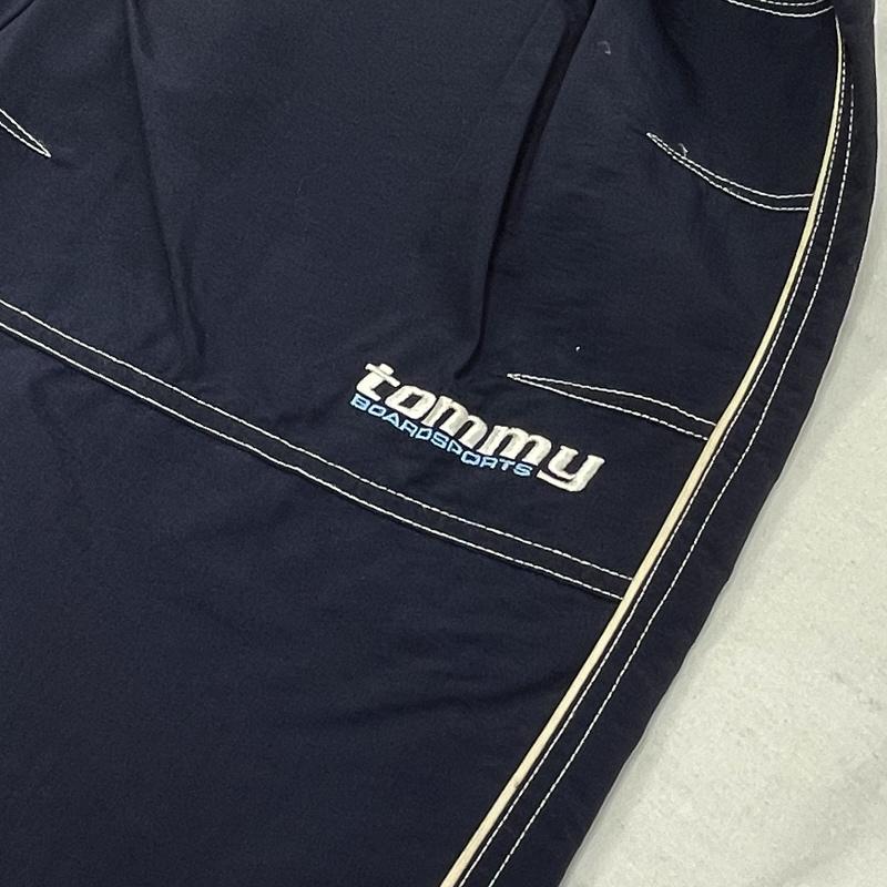 トミーヒルフィガー TOMMY HILFIGER ボトムス ボトムス ナイロン パンツ サイドファスナー 刺繍 ロゴ フラッグ L 無地 X ワンポイント X ロゴ、文字 X 刺繍 紺 / ネイビー / navy X 赤 / レッド / red メンズ USED 古着 中古 50154131