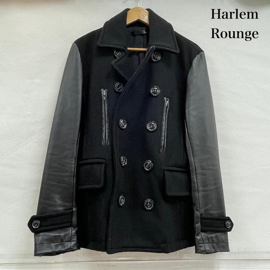 ハーレムラウンジ HARLEM ROUNGE ジャケット、上着 レザージャケット レザー 切替 ジャケット コート M 無地 黒 / ブラック / black メンズ USED 古着 中古 50154135