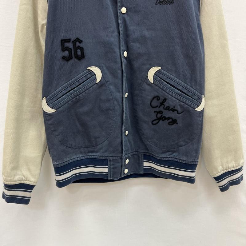 デラックス DELUXE ジャケット、上着 ジャンパー、ブルゾン チェーン刺繍 コットン スタジャン M 紺 / ネイビー / navy メンズ USED 古着 中古 50154161