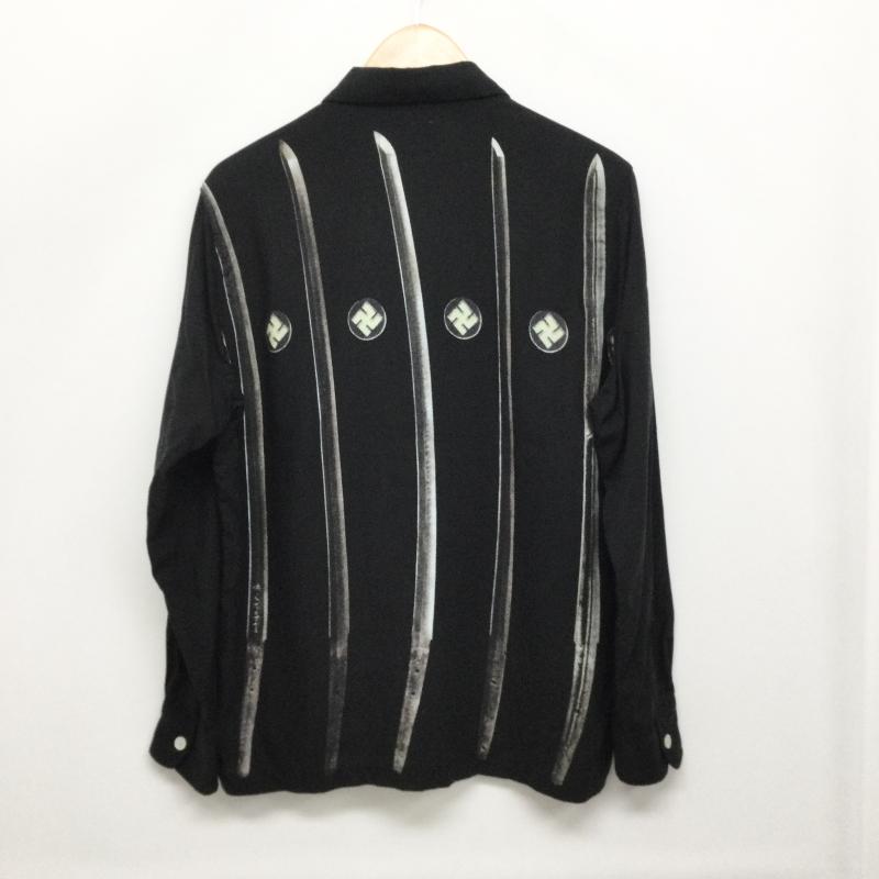 ワコマリア WACKO MARIA シャツ、ブラウス 長袖 WACKO MARIA 刀 長袖アロハシャツ 卍 S プリント 黒 / ブラック / black メンズ USED 古着 中古 50154203