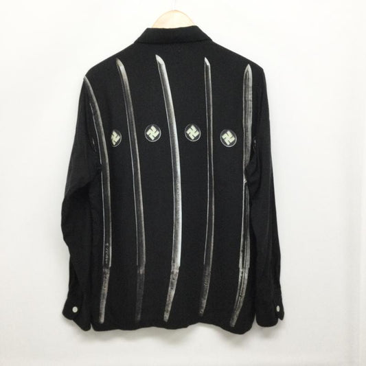 ワコマリア WACKO MARIA シャツ、ブラウス 長袖 WACKO MARIA 刀 長袖アロハシャツ 卍 S プリント 黒 / ブラック / black メンズ USED 古着 中古 50154203