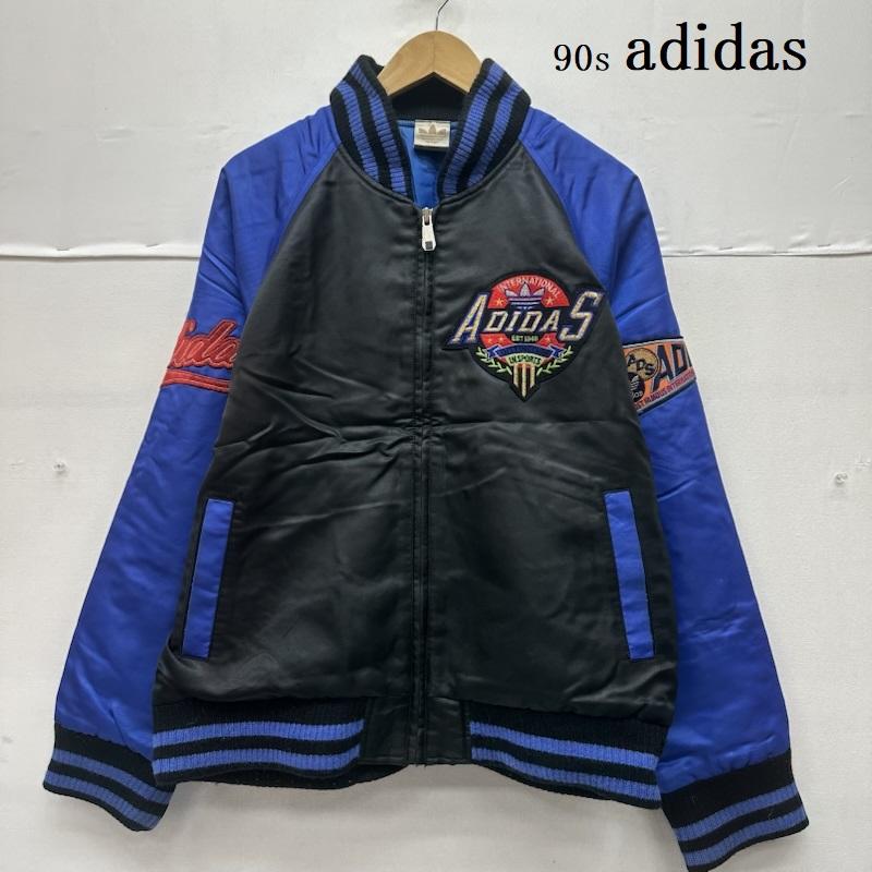 アディダス adidas ジャケット、上着 ジャンパー、ブルゾン 90s デサント製 銀タグ ナイロン スタジャン AA-1125 L 黒 / ブラック / black X 青 / ブルー / blue メンズ USED 古着 中古 50154206