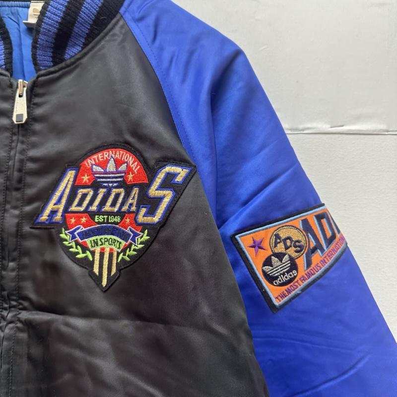 アディダス adidas ジャケット、上着 ジャンパー、ブルゾン 90s デサント製 銀タグ ナイロン スタジャン AA-1125 L 黒 / ブラック / black X 青 / ブルー / blue メンズ USED 古着 中古 50154206