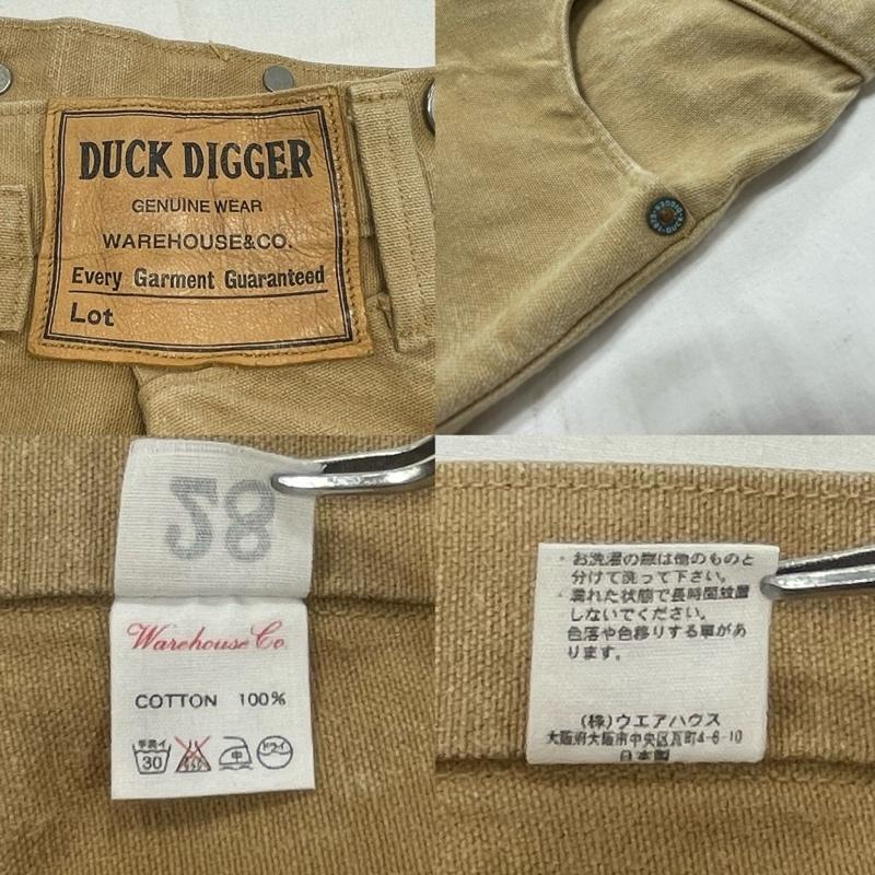 ウエアハウス WAREHOUSE パンツ ワークパンツ、ペインターパンツ DUCK DIGGER ダックディガー ダックパンツ ワーク ボタンフライ カーゴ レザー パッチ 28インチ 無地 ベージュ / ベージュ / beige メンズ USED 古着 中古 50154242