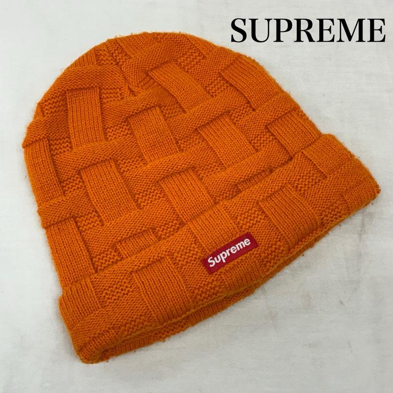 シュプリーム Supreme 帽子 ニット帽 19AW Basket Weave Beanie ボックスロゴ ビーニー ニット帽 - ワンポイント X ロゴ、文字 橙 / オレンジ / orange X 赤 / レッド / red メンズ USED 古着 中古 50154254