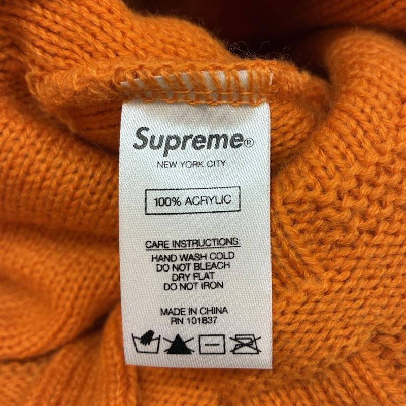 シュプリーム Supreme 帽子 ニット帽 19AW Basket Weave Beanie ボックスロゴ ビーニー ニット帽 - ワンポイント X ロゴ、文字 橙 / オレンジ / orange X 赤 / レッド / red メンズ USED 古着 中古 50154254