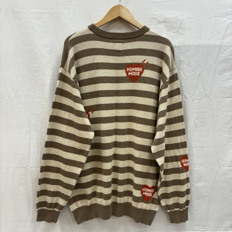 ヒューマンメード HUMAN MADE ニット、セーター 長袖 22AW Striped L/S Knit Sweater HM24CS033 ハートロゴ ボーダー クルーネック ニット セーター XL ボーダー柄 X ロゴ、文字 メンズ USED 古着 中古 50154270