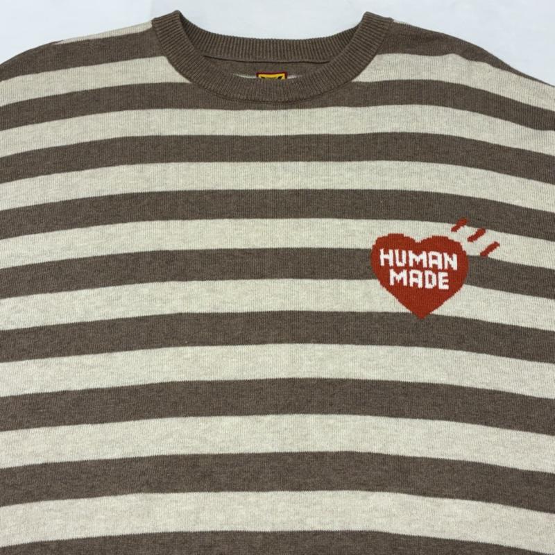 ヒューマンメード HUMAN MADE ニット、セーター 長袖 22AW Striped L/S Knit Sweater HM24CS033 ハートロゴ ボーダー クルーネック ニット セーター XL ボーダー柄 X ロゴ、文字 メンズ USED 古着 中古 50154270