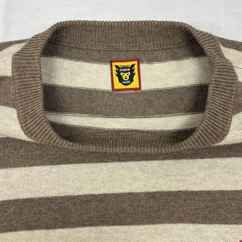 ヒューマンメード HUMAN MADE ニット、セーター 長袖 22AW Striped L/S Knit Sweater HM24CS033 ハートロゴ ボーダー クルーネック ニット セーター XL ボーダー柄 X ロゴ、文字 メンズ USED 古着 中古 50154270