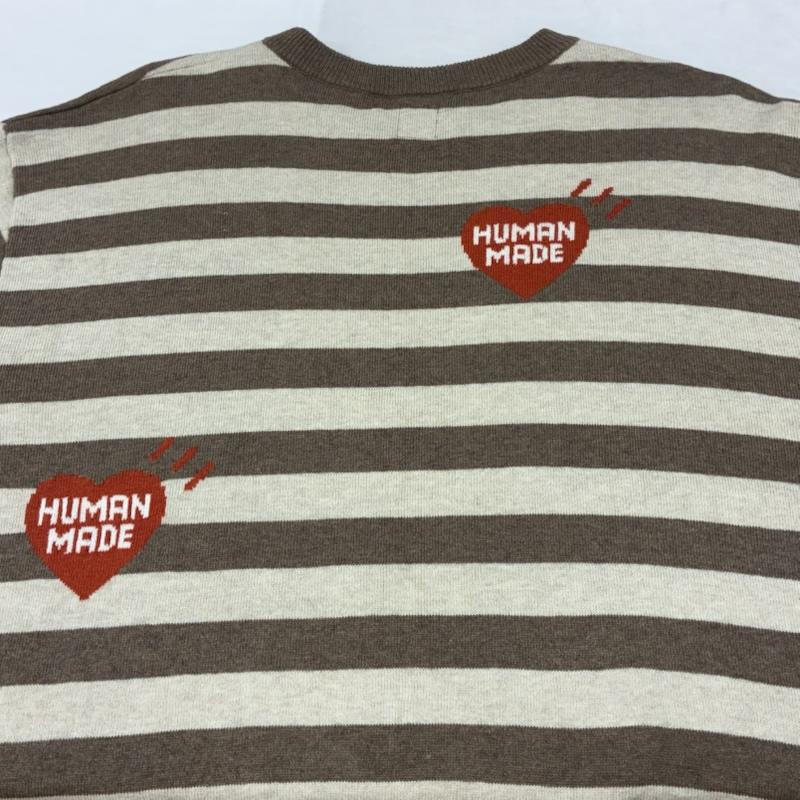 ヒューマンメード HUMAN MADE ニット、セーター 長袖 22AW Striped L/S Knit Sweater HM24CS033 ハートロゴ ボーダー クルーネック ニット セーター XL ボーダー柄 X ロゴ、文字 メンズ USED 古着 中古 50154270
