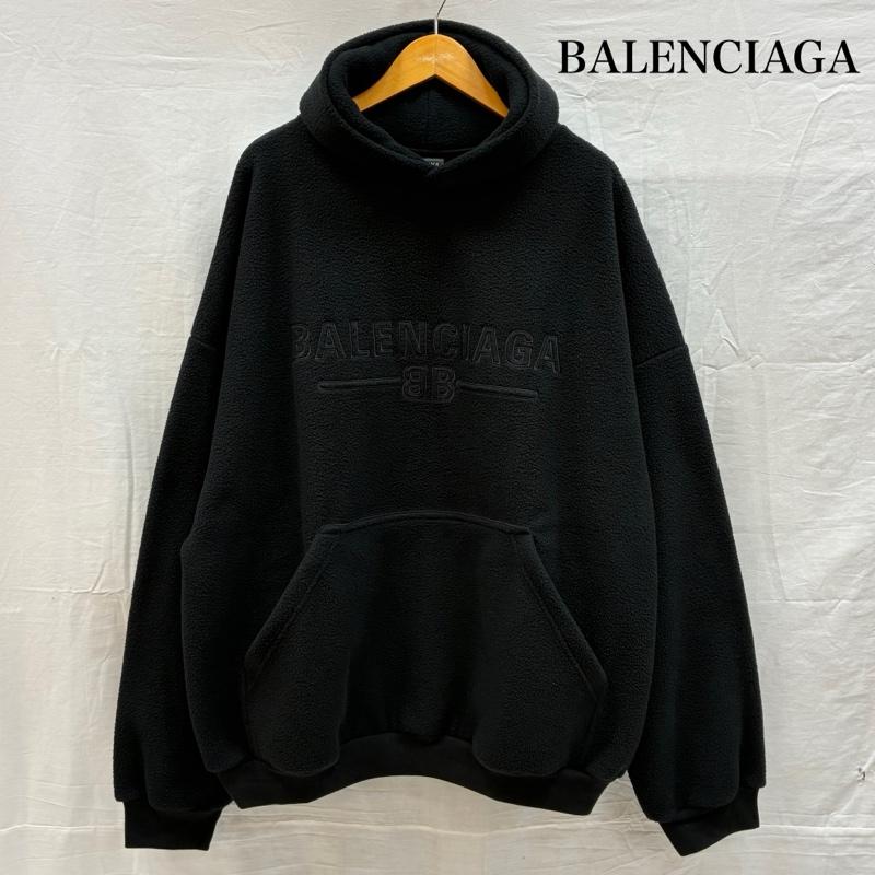 バレンシアガ BALENCIAGA パーカー 長袖 BBロゴ 刺繍 プルオーバー フリース パーカー フーディー S ロゴ、文字 X 刺繍 黒 / ブラック / black メンズ USED 古着 中古 50154285