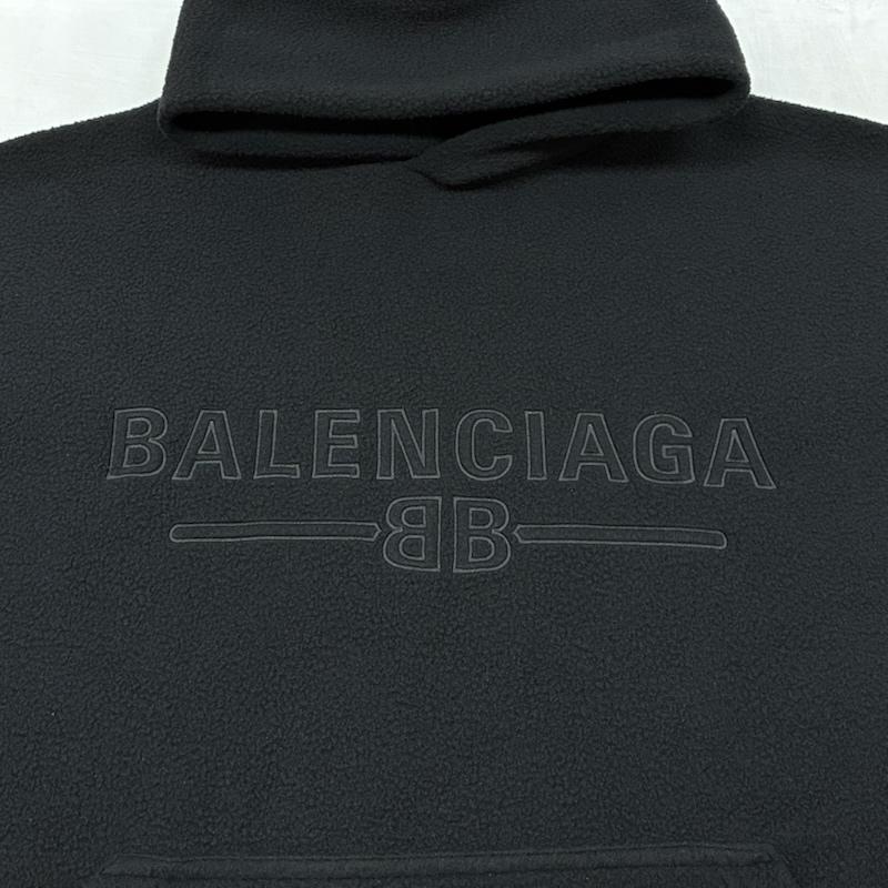 バレンシアガ BALENCIAGA パーカー 長袖 BBロゴ 刺繍 プルオーバー フリース パーカー フーディー S ロゴ、文字 X 刺繍 黒 / ブラック / black メンズ USED 古着 中古 50154285