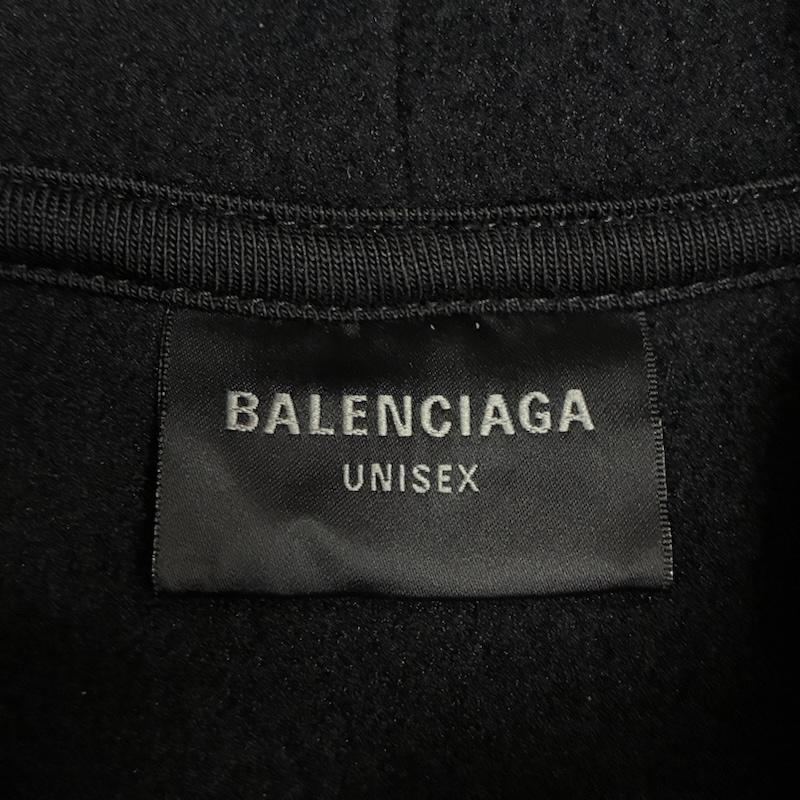 バレンシアガ BALENCIAGA パーカー 長袖 BBロゴ 刺繍 プルオーバー フリース パーカー フーディー S ロゴ、文字 X 刺繍 黒 / ブラック / black メンズ USED 古着 中古 50154285