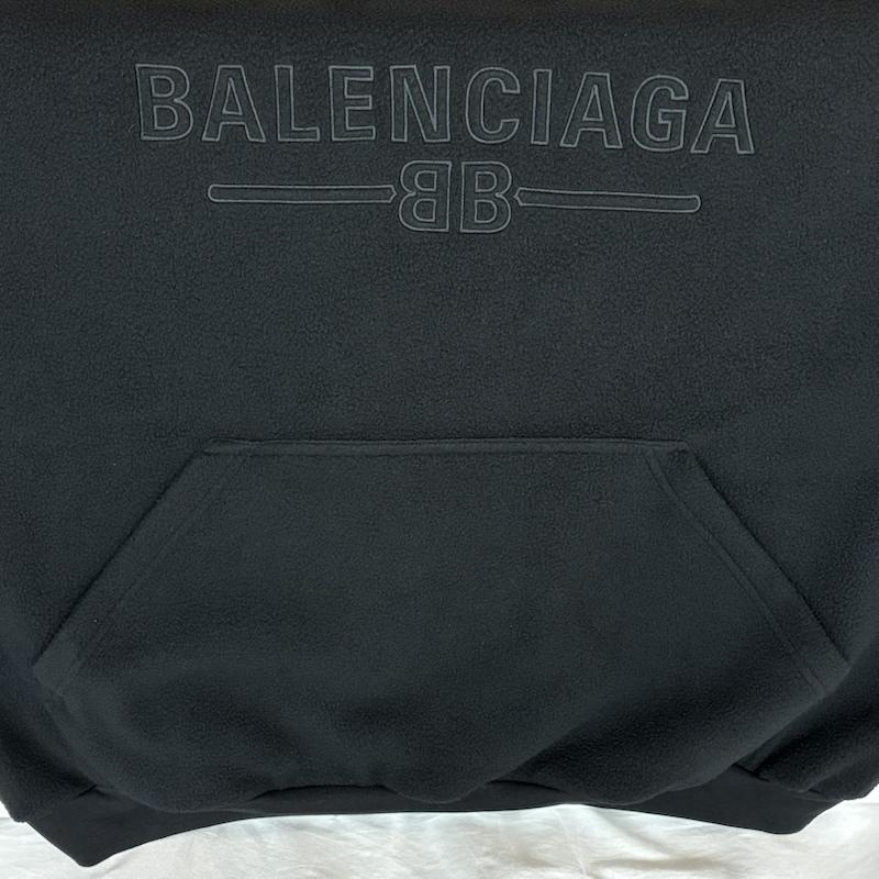バレンシアガ BALENCIAGA パーカー 長袖 BBロゴ 刺繍 プルオーバー フリース パーカー フーディー S ロゴ、文字 X 刺繍 黒 / ブラック / black メンズ USED 古着 中古 50154285