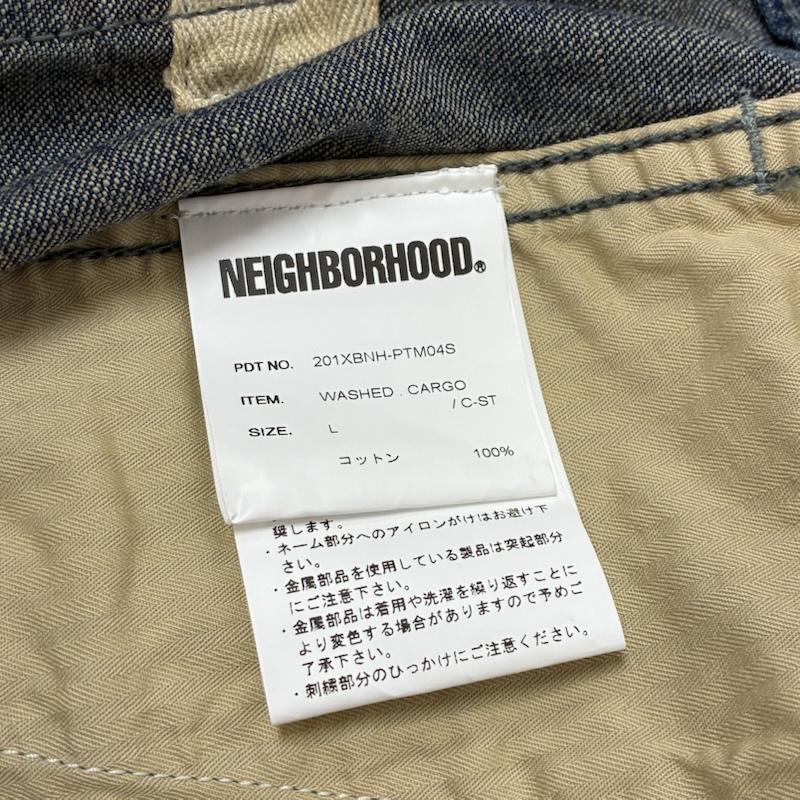 ネイバーフッド NEIGHBORHOOD パンツ デニム、ジーンズ WASHED CARGO / C-ST ウォッシュド カーゴ ショーツ デニム ハーフパンツ 201XBNH-PTM04S L ダメージ加工 X ロゴ、文字 インディゴ / インディゴ / Indigo メンズ USED 古着 中古 50154306