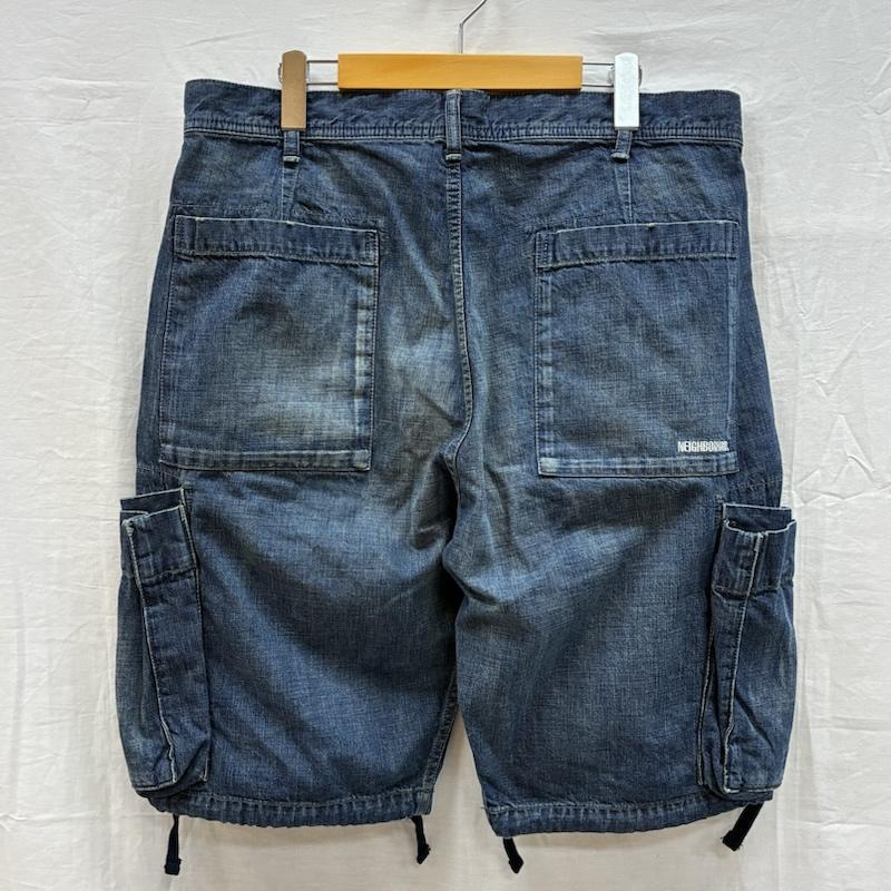 ネイバーフッド NEIGHBORHOOD パンツ デニム、ジーンズ WASHED CARGO / C-ST ウォッシュド カーゴ ショーツ デニム ハーフパンツ 201XBNH-PTM04S L ダメージ加工 X ロゴ、文字 インディゴ / インディゴ / Indigo メンズ USED 古着 中古 50154306