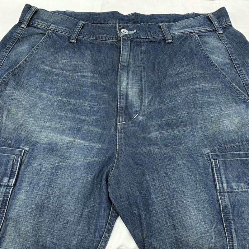 ネイバーフッド NEIGHBORHOOD パンツ デニム、ジーンズ WASHED CARGO / C-ST ウォッシュド カーゴ ショーツ デニム ハーフパンツ 201XBNH-PTM04S L ダメージ加工 X ロゴ、文字 インディゴ / インディゴ / Indigo メンズ USED 古着 中古 50154306