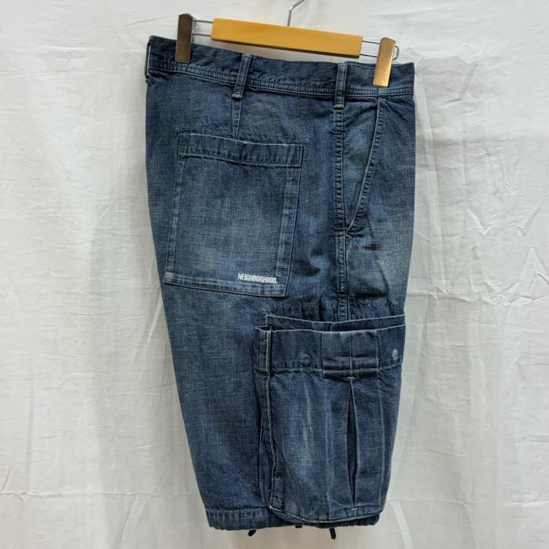 ネイバーフッド NEIGHBORHOOD パンツ デニム、ジーンズ WASHED CARGO / C-ST ウォッシュド カーゴ ショーツ デニム ハーフパンツ 201XBNH-PTM04S L ダメージ加工 X ロゴ、文字 インディゴ / インディゴ / Indigo メンズ USED 古着 中古 50154306