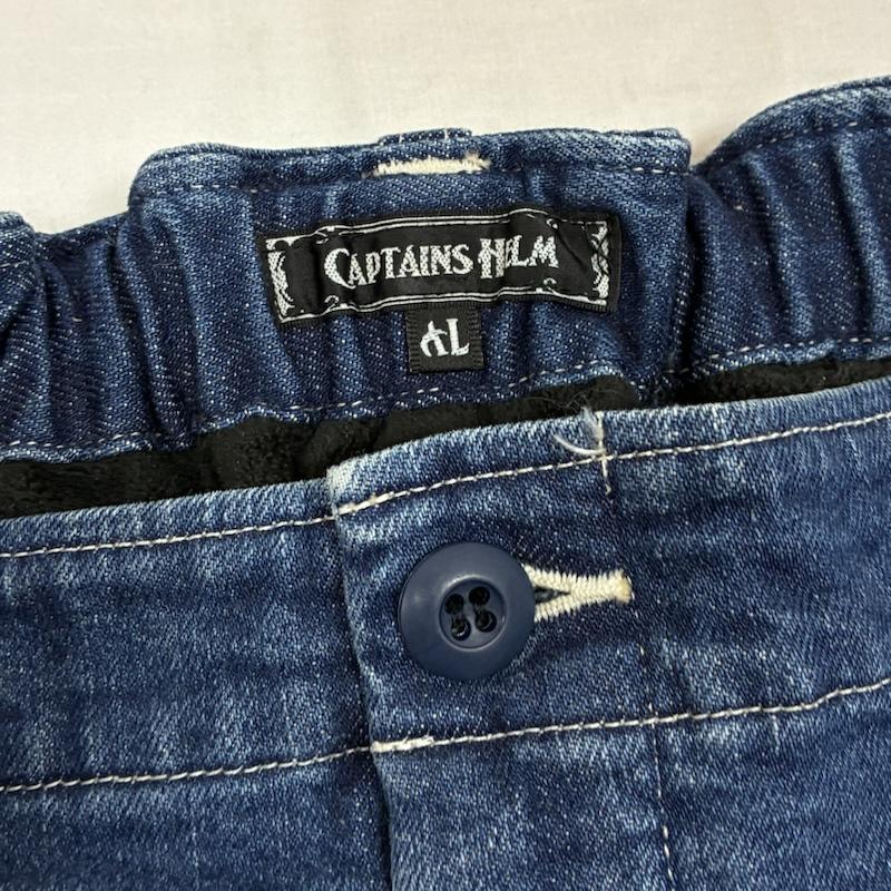 キャプテンズヘルム Captains Helm パンツ デニム、ジーンズ 19AW STRETCH FLEECE WINTER DENIM ストレッチ フリース ウィンター デニムパンツ CH19-AW-P07 裏フリース ウォッシュ加工 XL ダメージ加工 X ワンポイント X ロゴ、文字 インディゴ / インディゴ / Indigo メンズ USED 古着 中古 50154307