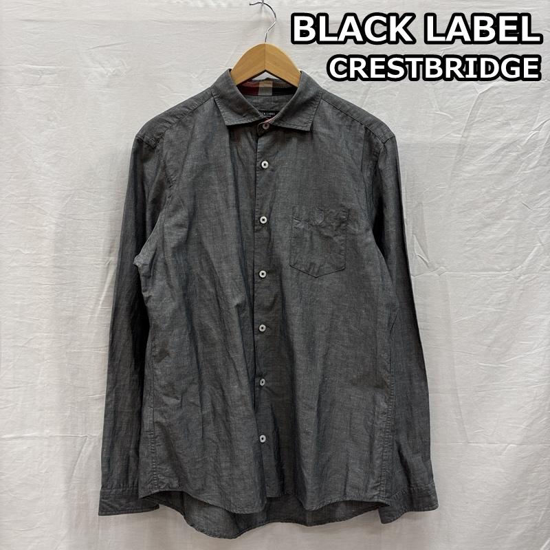 ブラックレーベル・クレストブリッジ BLACK LABEL CRESTBRIDGE シャツ、ブラウス 長袖 コットン リネン シャンブレー 長袖 シャツ 51M16-315-06 3 灰 / グレー / gray メンズ USED 古着 中古 50154319