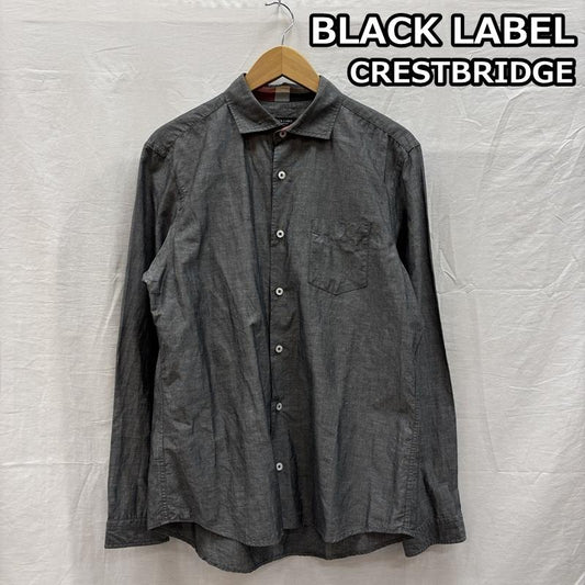 ブラックレーベル・クレストブリッジ BLACK LABEL CRESTBRIDGE シャツ、ブラウス 長袖 コットン リネン シャンブレー 長袖 シャツ 51M16-315-06 3 灰 / グレー / gray メンズ USED 古着 中古 50154319