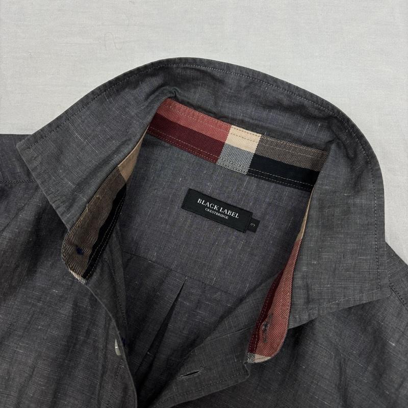 ブラックレーベル・クレストブリッジ BLACK LABEL CRESTBRIDGE シャツ、ブラウス 長袖 コットン リネン シャンブレー 長袖 シャツ 51M16-315-06 3 灰 / グレー / gray メンズ USED 古着 中古 50154319