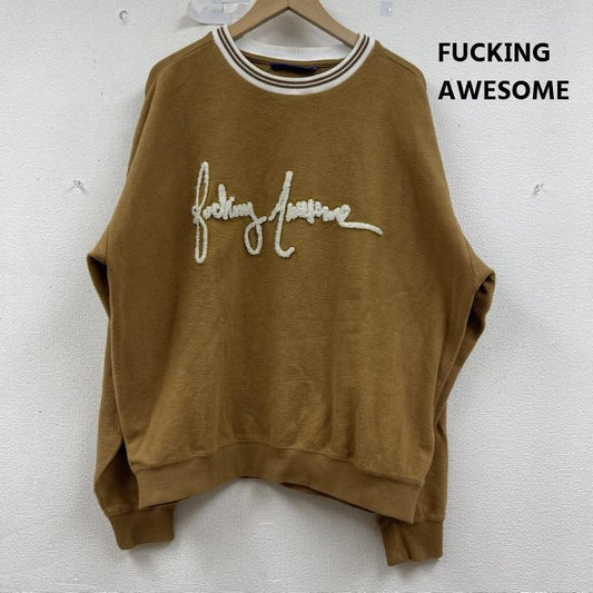 ファッキンオーサム FUCKING AWESOME トレーナー 長袖 Pilled Cursive Crewneck コットン 刺繍 トレーナー スウェット M 茶 / ブラウン / brown メンズ USED 古着 中古 50154363