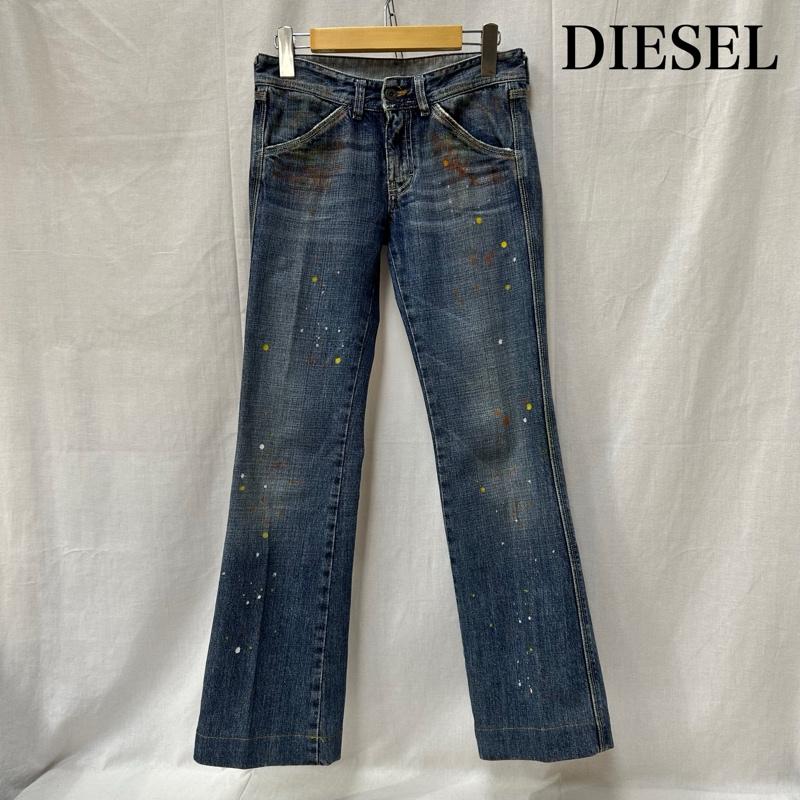 ディーゼル DIESEL パンツ デニム、ジーンズ デニムフレアパンツ ペイントデザイン ローライズ Y2K ライトブルー 平成 -  水色 / ライトブルー / レディース USED 古着 中古 50154373