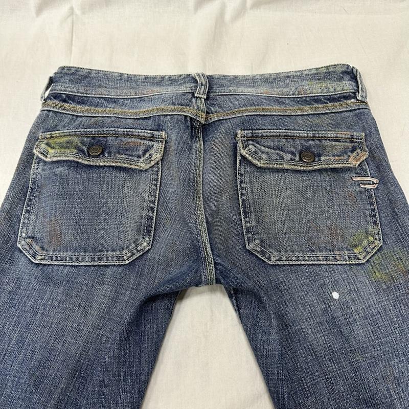 ディーゼル DIESEL パンツ デニム、ジーンズ デニムフレアパンツ ペイントデザイン ローライズ Y2K ライトブルー 平成 -  水色 / ライトブルー / レディース USED 古着 中古 50154373
