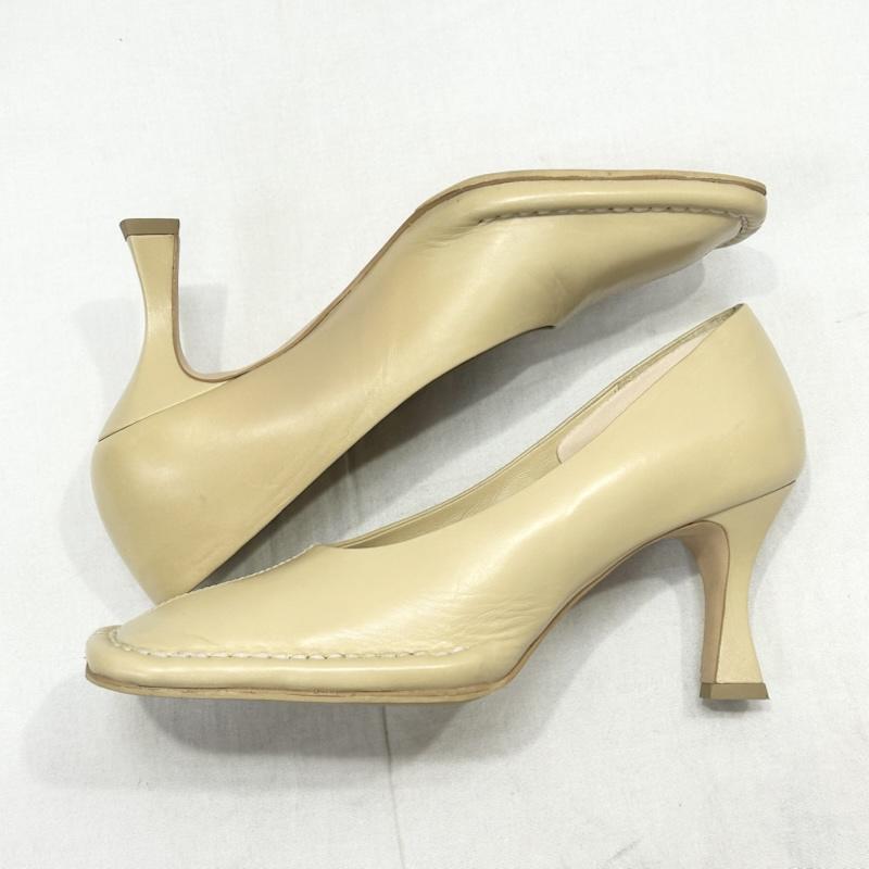 クラネ CLANE パンプス パンプス スクエアトゥ レザーパンプス ステッチデザイン ベージュ 36 23.0cm 無地 ベージュ / ベージュ / beige レディース USED 古着 中古 50154393