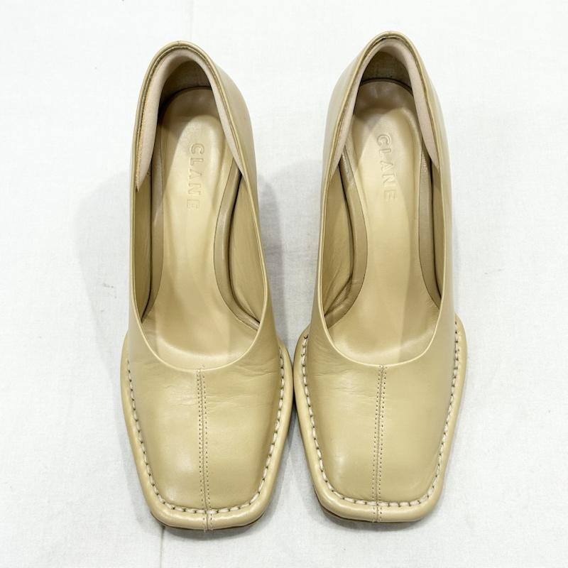 クラネ CLANE パンプス パンプス スクエアトゥ レザーパンプス ステッチデザイン ベージュ 36 23.0cm 無地 ベージュ / ベージュ / beige レディース USED 古着 中古 50154393