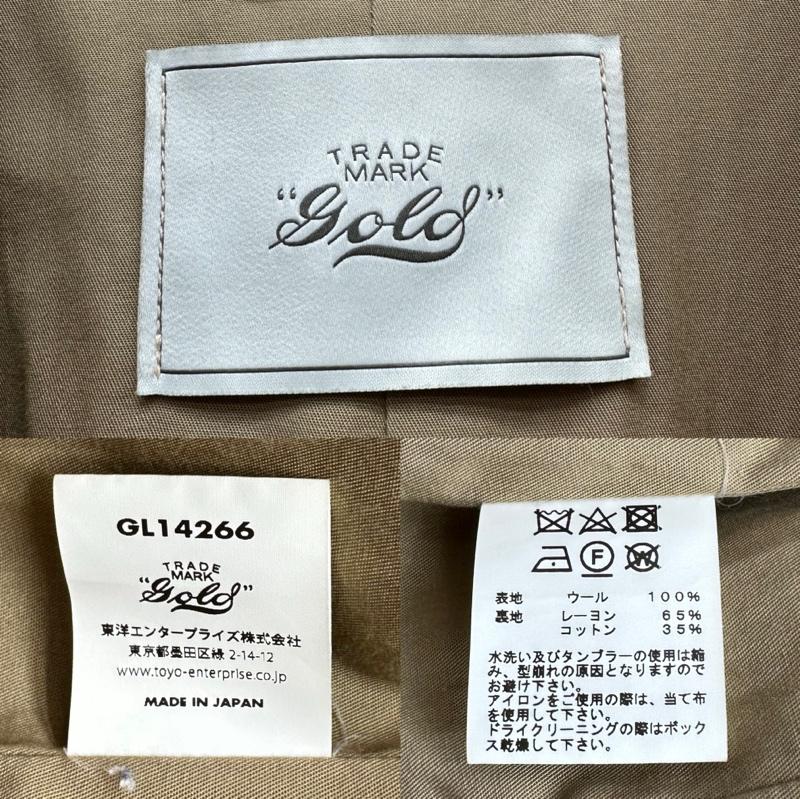 ゴールド GOLD コート コート一般 東洋エンタープライズ ウール ノーカラー コート GL14266 L ベージュ / ベージュ / beige メンズ USED 古着 中古 50154402
