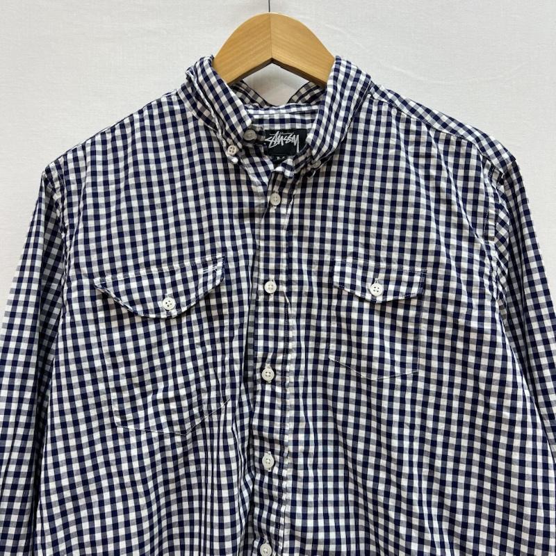 ステューシー STUSSY シャツ、ブラウス 長袖 USA製 ギンガムチェック プルオーバー シャツ M 青 / ブルー / blue メンズ USED 古着 中古 50154430