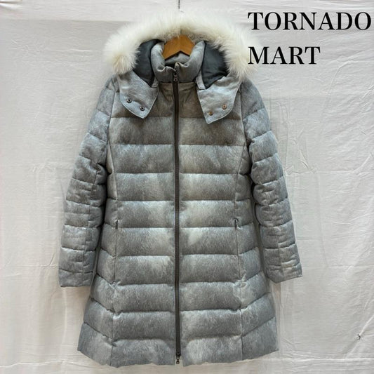 トルネードマート TORNADO MART ジャケット、上着 ダウンジャケット ダブルジップ フーデッド リアルファー Aライン ロング ダウンジャケット コート Y2K 36 灰 / グレー / gray レディース USED 古着 中古 50154431
