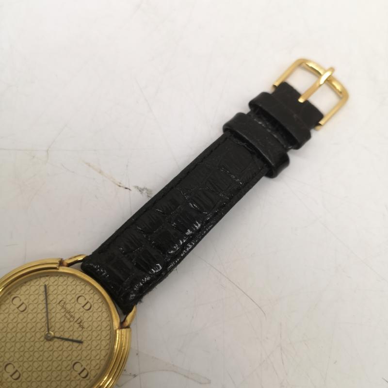 クリスチャンディオール Christian Dior 腕時計 アナログ（クォーツ式） 59 121 CD 総柄 アナログ 腕時計 レザー ベルト - 黒 / ブラック / black X 金 / ゴールド / gold color レディース USED 古着 中古 50154441