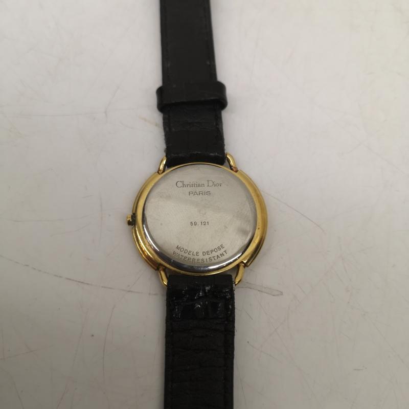 クリスチャンディオール Christian Dior 腕時計 アナログ（クォーツ式） 59 121 CD 総柄 アナログ 腕時計 レザー ベルト - 黒 / ブラック / black X 金 / ゴールド / gold color レディース USED 古着 中古 50154441