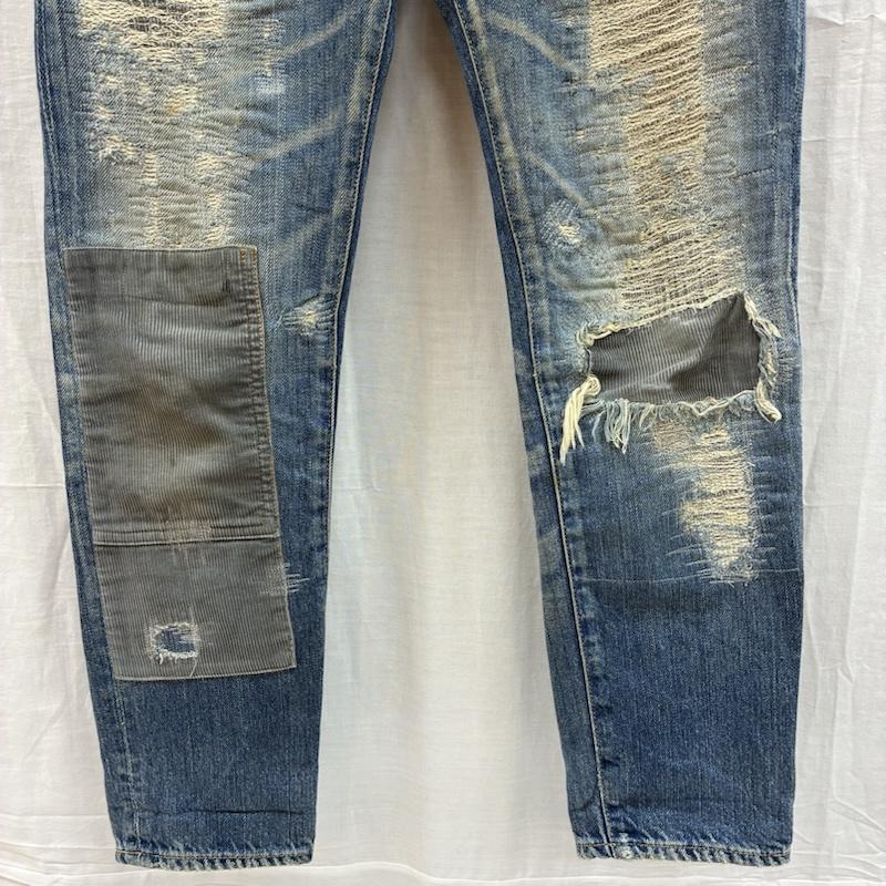 ヒステリックグラマー HYSTERIC GLAMOUR パンツ デニム、ジーンズ スタッズ クラッシュ ダメージ リペア ジーンズ デニムパンツ 0102AP02 XS ダメージ加工 レディース USED 古着 中古 50154443