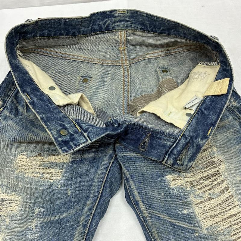 ヒステリックグラマー HYSTERIC GLAMOUR パンツ デニム、ジーンズ スタッズ クラッシュ ダメージ リペア ジーンズ デニムパンツ 0102AP02 XS ダメージ加工 レディース USED 古着 中古 50154443