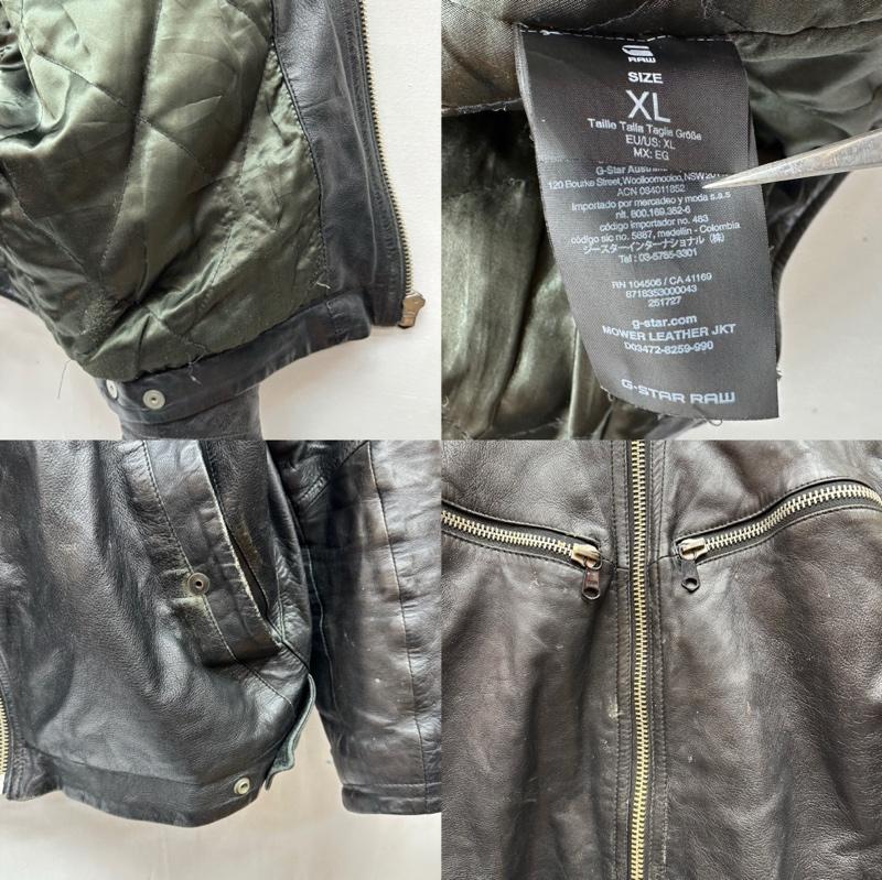 ジースターロゥ G-STAR RAW ジャケット、上着 レザージャケット MOVER LEATHER JKT シングル ライダース レザー ジャケット D03472-8259-990 XL 黒 / ブラック / black メンズ USED 古着 中古 50154509