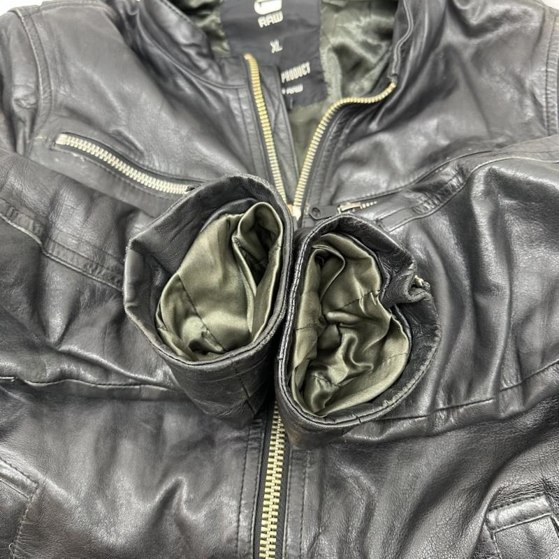ジースターロゥ G-STAR RAW ジャケット、上着 レザージャケット MOVER LEATHER JKT シングル ライダース レザー ジャケット D03472-8259-990 XL 黒 / ブラック / black メンズ USED 古着 中古 50154509