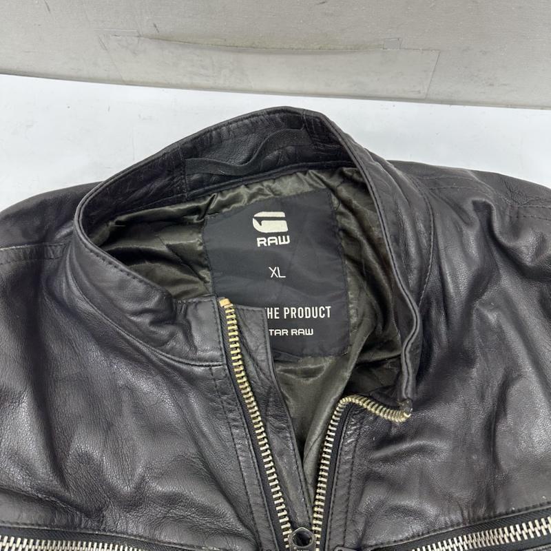 ジースターロゥ G-STAR RAW ジャケット、上着 レザージャケット MOVER LEATHER JKT シングル ライダース レザー ジャケット D03472-8259-990 XL 黒 / ブラック / black メンズ USED 古着 中古 50154509
